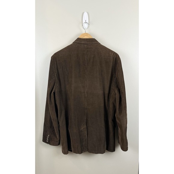 Banana Republic Mens‎ Sz Lg Vtg Y2K Chocolate Brown 3 Button Corduroy Blazer - Picture 6 of 16